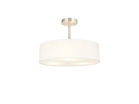 DK0757  Baymont 45cm Semi Flush 5 Light Satin Nickel, White